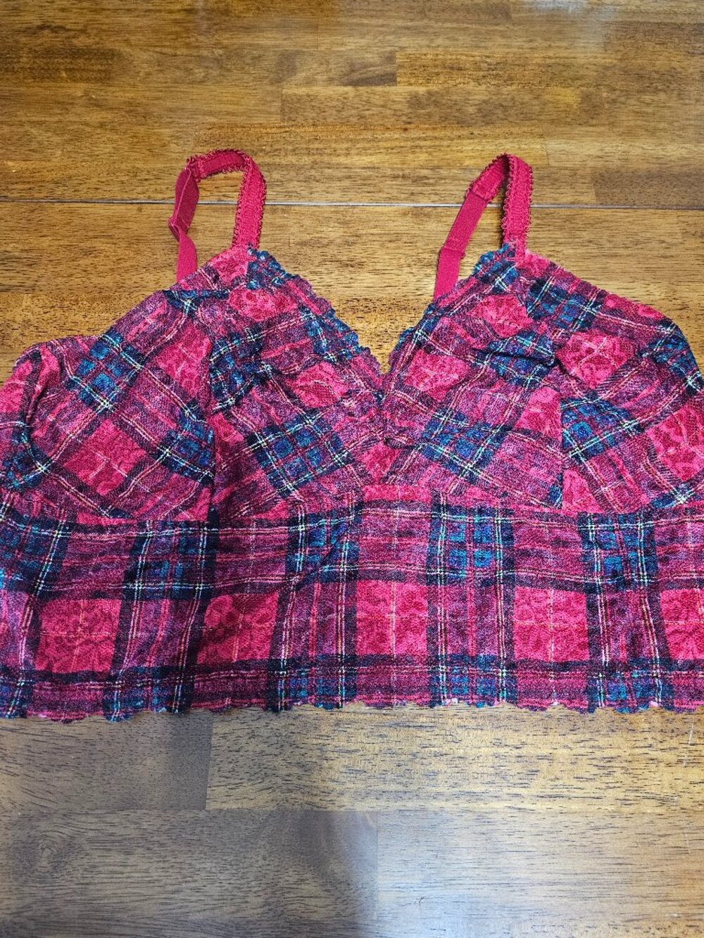 Torrid Red Tatan Plaid Lace Bralette